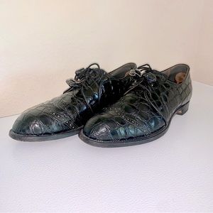 Field & Flint Co Footjoy Black Alligator Wingtip Oxford Shoes Mens 11 AA Vintage